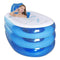 CTO Inflatable Portable Bathtub for Adults, Foldable Freestanding Adult Hot Tub with Cushion, Pillow, Insulation Cover and Foot Pump- 140&Times;86&Times;58Cm,Blue,Manual air Pump