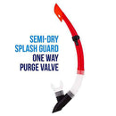 Deluxe Mask and Dry Snorkel Diving Set - Choose Color! (RED)