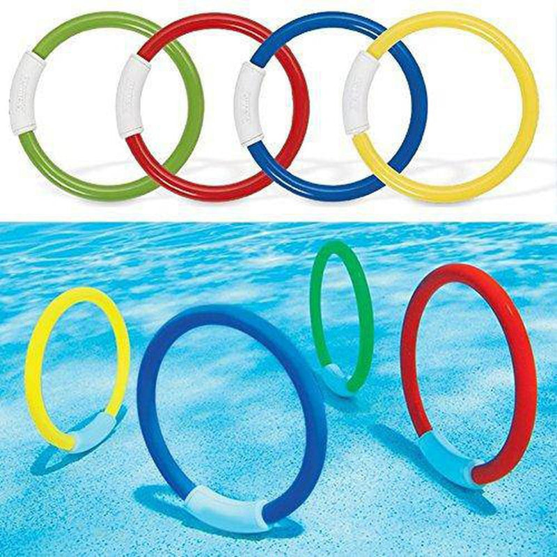 Denpetec Dive Rings, 4 PCS Swimming Pool Toy Rings for Kids, Toddlers, Teens, Pool Game, Underwater Fun Toys