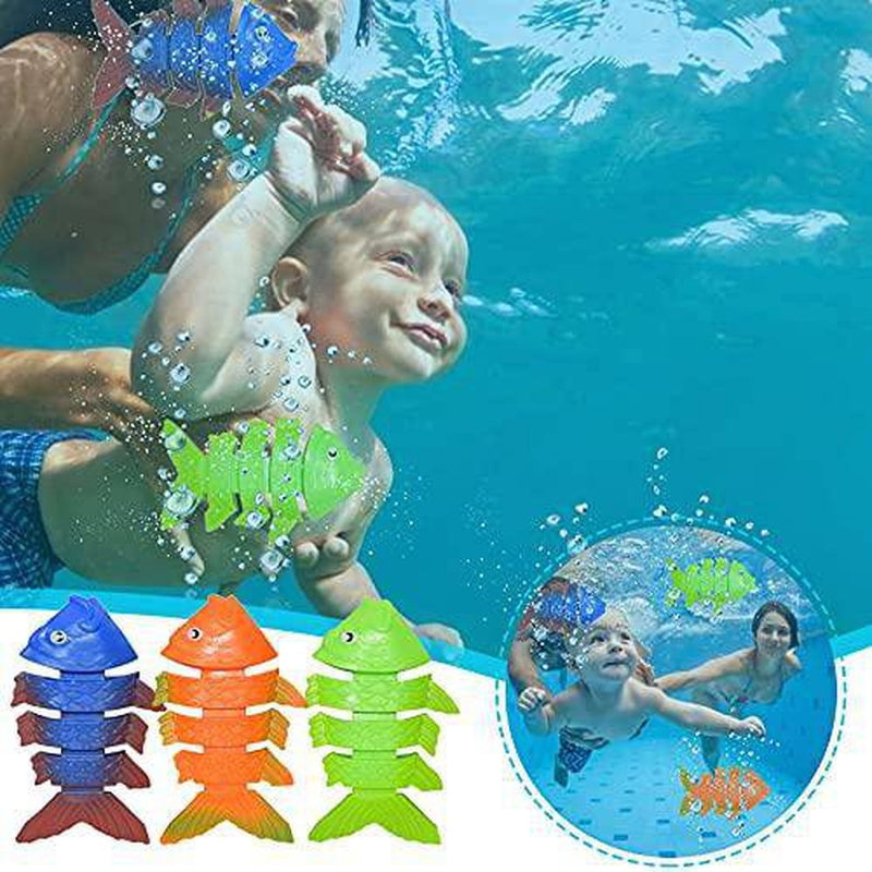 DGFH Children Diving Toys Underwater Children's Toys Diving Pool Toy Rings, Easy Retrieval Sinking Diving Stick Swimming Dive Toy Pool Toy for Kids, for Beach Swimming Pool (3PC Fish Bone)