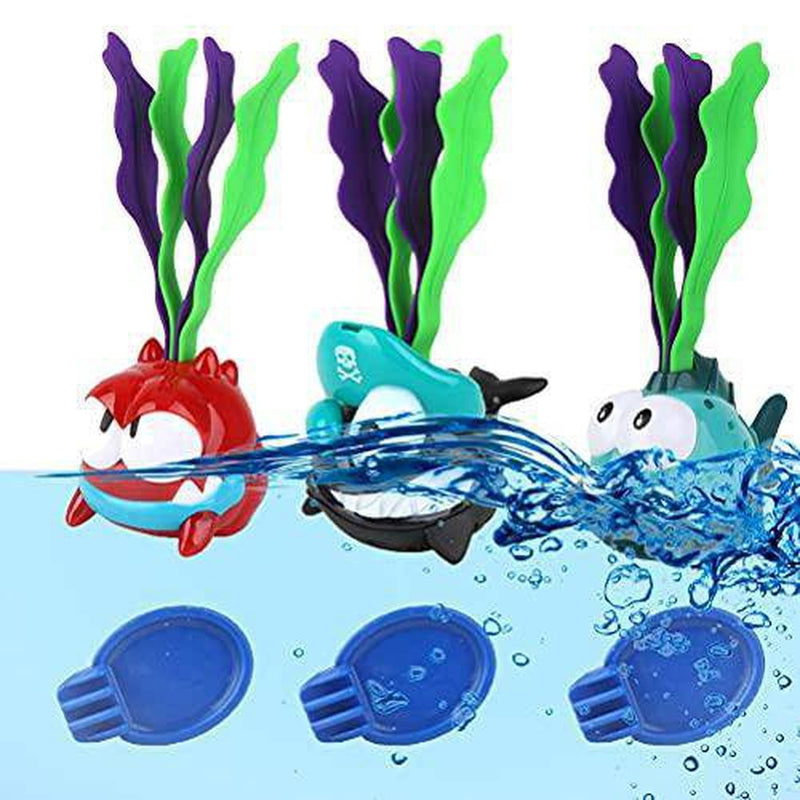 DINAPENTS 3 Pack Diving Pool Toys for Kids Swimming and Diving Cartoon Lights Swimming Trainning Games Gifts Cute Diving Toys