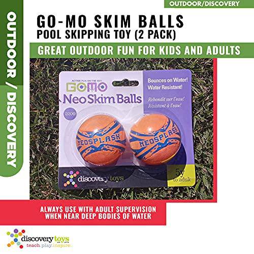 Discovery Toys GO-MO Skim Balls Pool Skipping Toy - 2 Pack | Skips, Bounces, Floats on Water | Water Games for Kids & Adults | Summer Toy for Swimming Pool, Beach, Lake