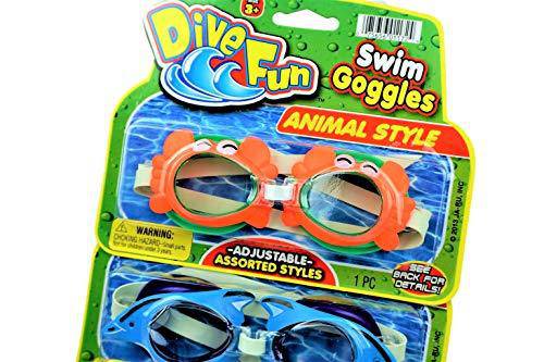 Dive Fun Kids Goggles for Swimming Sea Animals Styles Assorted Bulk (2 Pack) 1172-2s