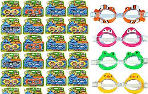 Dive Fun Kids Goggles for Swimming Sea Animals Styles in Bulk 1172 (24 Packs)