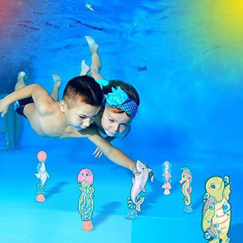 Dive Mermaids Friends & Dive Gems Diving Toys (2 Packs Bundle) JA-RU Bluetopia & Gems. Diving Toys Swimming Pool Dive Toys for Kids Summer Toys Pool Accessories Dive Crystal Party Favors Girl-806-879s