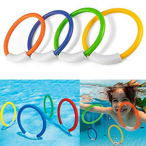 Dive Rings Swimming Pool Toy Rings 4 PCS Plastic Diving Ring Colorful