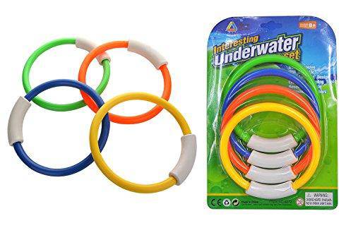 Dive Rings Swimming Pool Toy Rings 4 PCS Plastic Diving Ring Colorful