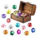 Diving Gem Pool Toy 15 Big Colorful Diamonds Set with Big Treasure Chest Pirate Box Underwater Gem Diving Toys Set Dive Throw Toy Set Swimming training Gift Toy for Summer Swimming Pool Party Supplies