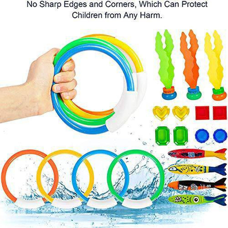 Diving Pool Toys Set 19 PCS Swimming Diving Pool Training Toys for Kids Children Underwater Toys for Pool Great Gifts &Toys for Boys and Girls