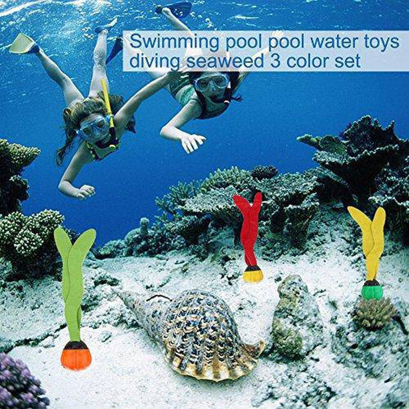 Diving Toys, 3Pcs PVC Swimming Pool Toys Sea Plant Shape Diving Toys Underwater Fun Toys for Swimming Training