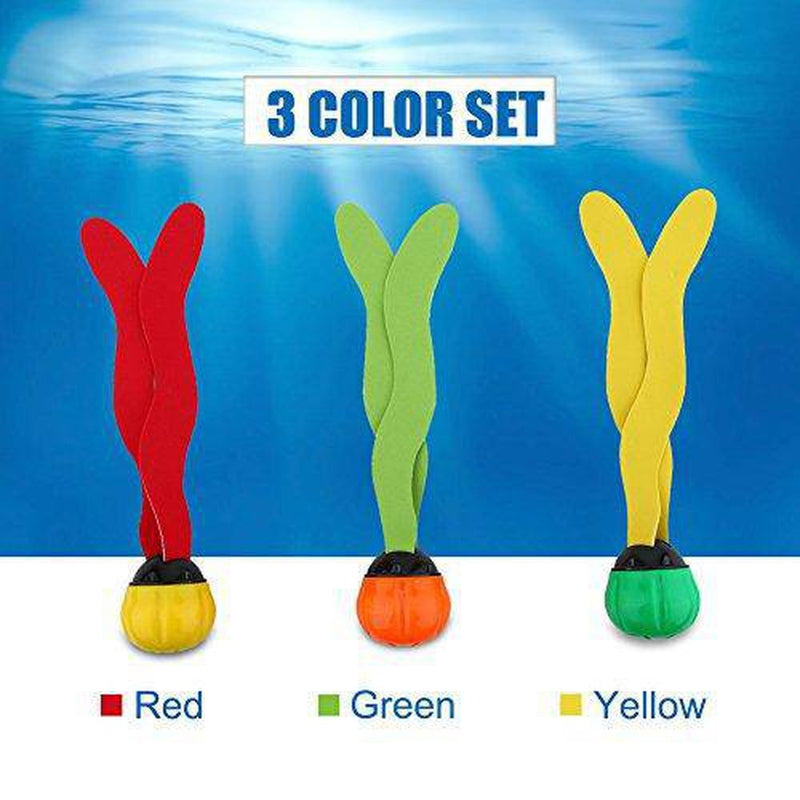 Diving Toys, 3Pcs PVC Swimming Pool Toys Sea Plant Shape Diving Toys Underwater Fun Toys for Swimming Training