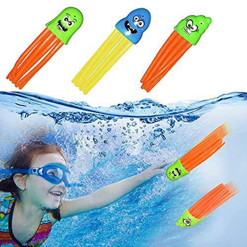 Diving Toys Set for Pool, Swimming Pool Diving Toys for Kids, Toddler Pool Toys for Kids 3-10, Underwater Variety Toys: Tropical Fish, Diving Ring, Gems,Diving Stick Dive Pool Toy for Kids