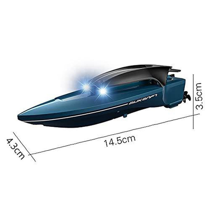 DONGKUI Mini Remote Control Boat with Light RC Ship High-Speed Racing Boats for Pool/Lake/Pond/Outdoor Summer Water Speed Ferry Toys Birthday Surprise Gifts for Kids and Adults