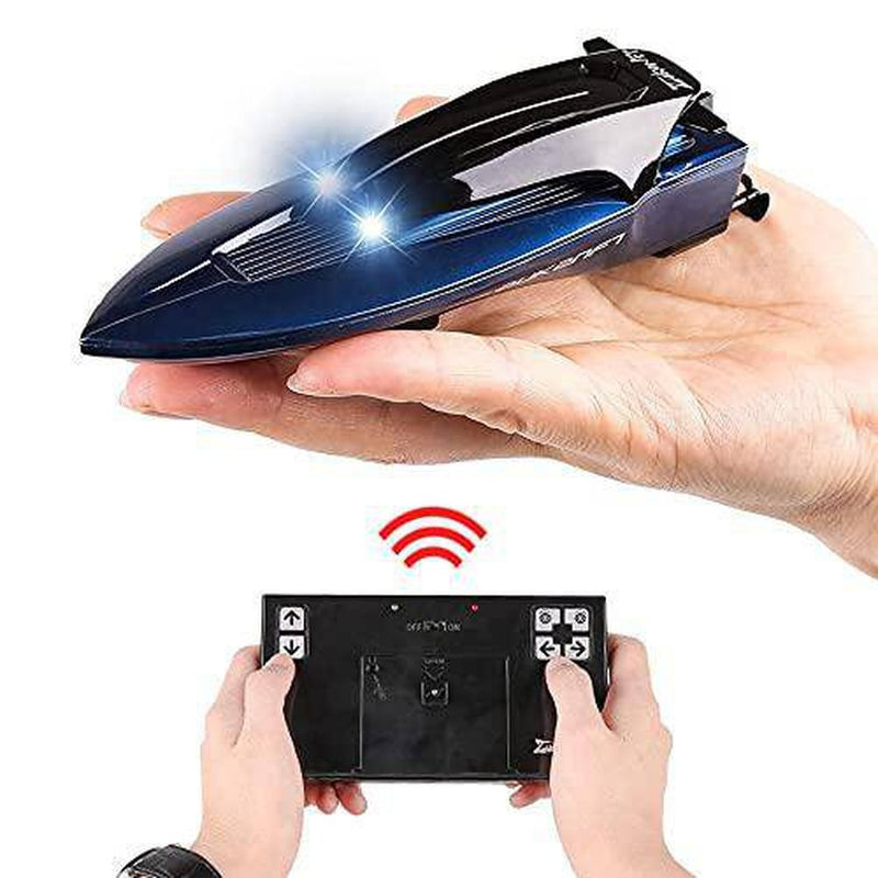 DONGKUI Mini Remote Control Boat with Light RC Ship High-Speed Racing Boats for Pool/Lake/Pond/Outdoor Summer Water Speed Ferry Toys Birthday Surprise Gifts for Kids and Adults