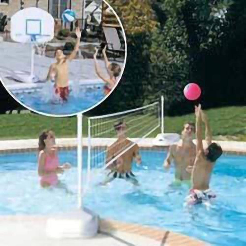 Dunn Rite H2O Hoops Poolside Basketball and Volleyball Game Set