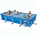 DXIUMZHP Frame Pool 14.7FT, Ground Frame Swimming Pool, Adult Paddling Pool in Summer Garden, with Filter Pump, Ground Cloth, Cover Cloth (Color : Blue-B, Size : 14.76FT)
