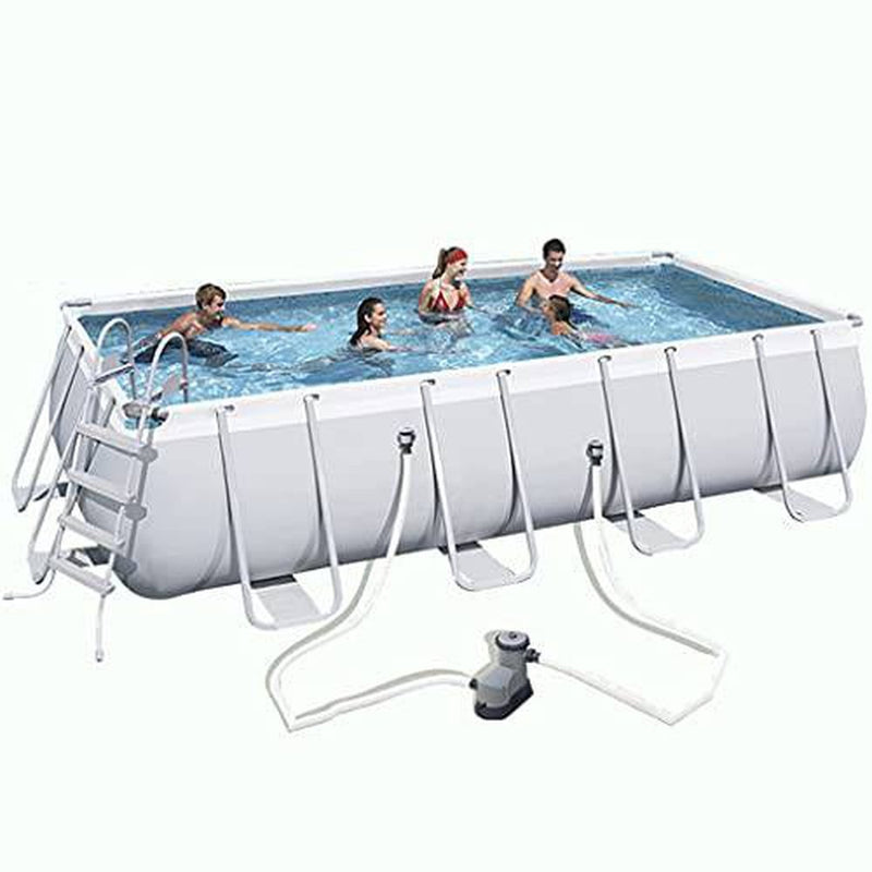 DXIUMZHP Frame Pool 18FT, Large Courtyard Rectangular Swimming Pool, Paddling Pool, with Pool Ladder, Filter Pump, Ground Cloth, Cover Cloth, Suitable 5-8 People (Color : Gris, Size : 18 ft)
