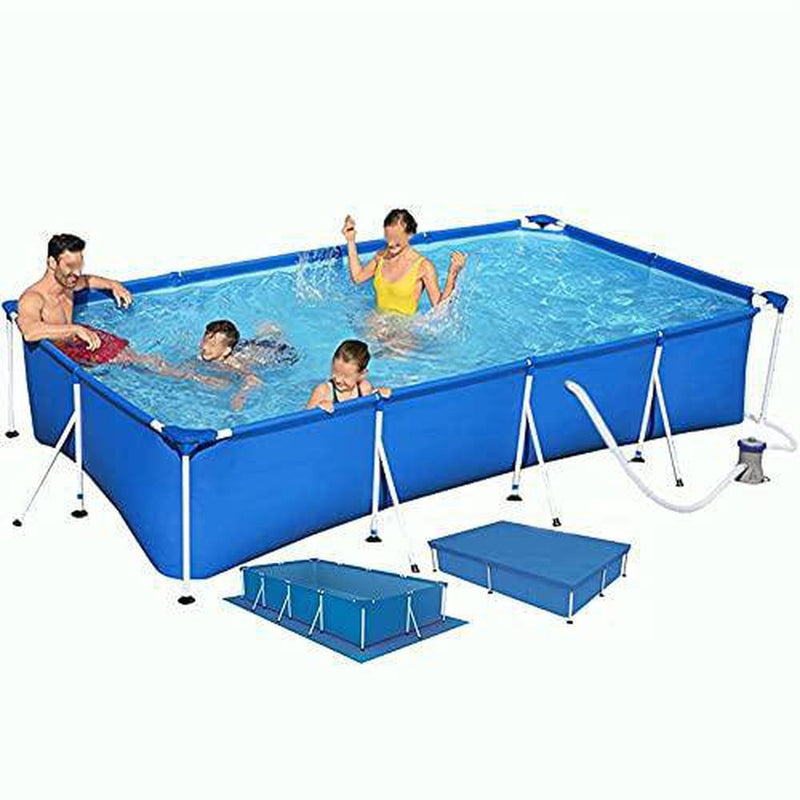 DXIUMZHP Frame Pool Private and Clean Family Pool, Outdoor Courtyard Swimming Pool, with Filter Pump, Ground Cloth, Cover Cloth, Suitable for 4-6 People (Color : Blue, Size : 13.12 ft)