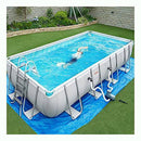 DXIUMZHP Ground Rectangular Swimming Pool Large Courtyard Rectangular Swimming Pool, 16FT, Household Adult Summer Bracket Paddling Pool, Suitable for 4-7 People (Color : Gris, Size : 16ft)