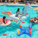 DYJKOUG Inflatable Cross Ring Toss, 10PCS/Set, Pool Ring Toss with Inflator, Swimming Pool Games for Kids and Family, Floating Toys for Party
