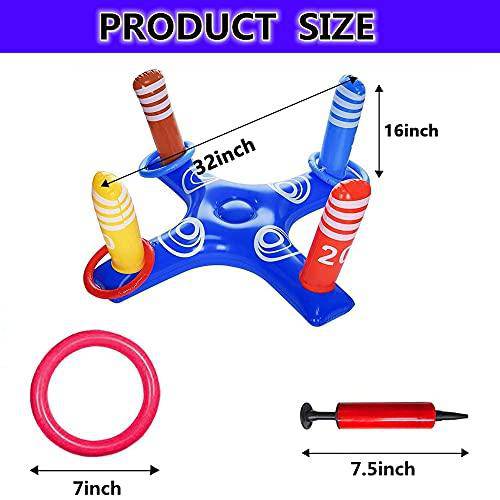 DYJKOUG Inflatable Cross Ring Toss, 10PCS/Set, Pool Ring Toss with Inflator, Swimming Pool Games for Kids and Family, Floating Toys for Party