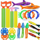 Dynoson 20 Pack Diving Toys Dive Pool Toys Underwater Swimming Toys,Water Guns,Diving Rings,Torpedos,Shark,Jellyfish,Summer Diving Training&Pool Party&Swimming Dive Toys for Kids