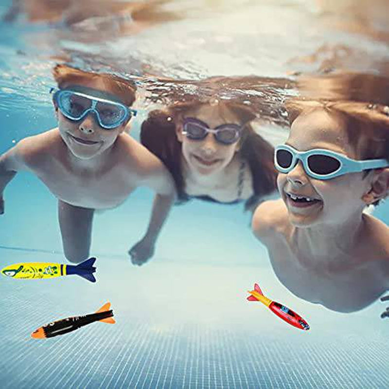Efitty Dive Torpedo Swim Toys - 4 Pack Sinking Swimming Pool Toys for Kids - Pool Diving Toys & Water Games