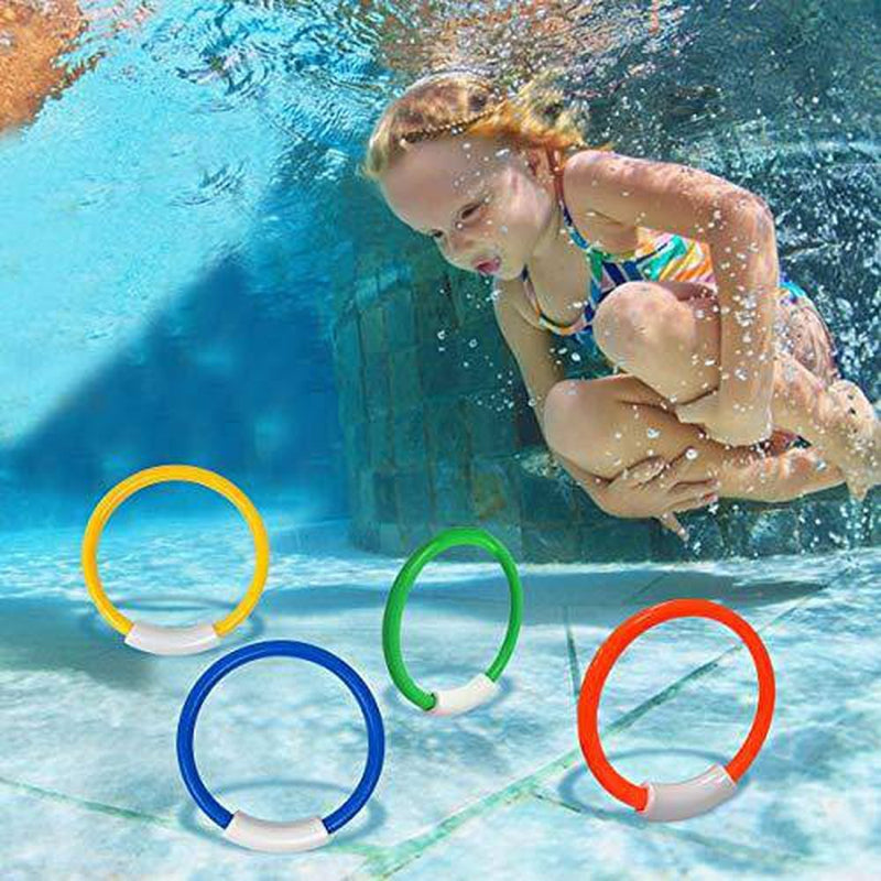 ENERBRIDGE Diving Pool Toys , 19 Pack Underwater Swimming Pool Toys Rings, Torpedo Bandits, Diving Rings with Under Water Treasures Gift for Boys, Girls Ages 3 Years and Up