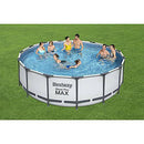 Family Fun in Backyard, Seal and Lock System, 15' X 48" Round Frame Above Ground Swimming Pool with Pump and Ladder Tri-Tech Material Seal and Lock System Rigid Strength Rust Corrosion Proof Coating