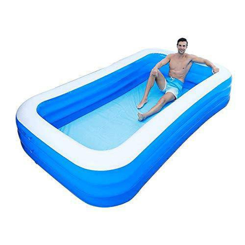 Family Inflatable Swimming Lounge Pool Outdoor Large Inflatable Swimming Pool Indoor Adult Air Cushion Game Center Children's Paddling Pool Blue Size Is 305x183x66 Cm for Toddlers, Kids & Adults Overs