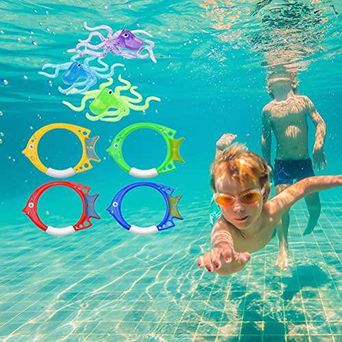FANMIE 3 Pcs Diving Rings and Diving Octopuses Swimming Pool Diving Toy for Kids Summer Water Playing Suit for Infant Children