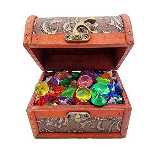 Feilengs 45 Pieces Diving Gem Pool Toy Colorful Diamond Acrylic Gems with Treasure Box Chest Summer Swimming Dive Toy Set Dive Throw Toy Set