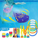 FiGoal 20 PCS Underwater Swimming Diving Pool Toys Includes Diving Rings Torpedo Bandits Under Water Treasure Toys Pool Toy Plants and Underwater Diving Fish Sinking Swimming Pool Toy for Kids