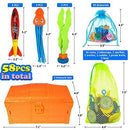 FINGUARD 58Pcs Diving Toys, Dive Toys, Dive Pool Toys, Diving Toys for Pool for Kids with Pool Treasure Chest, Pool Torpedoes, Diamonds, Dive Gems, Seaweeds, Pirate Treasures,Octopus,Kids Gift(Orange)