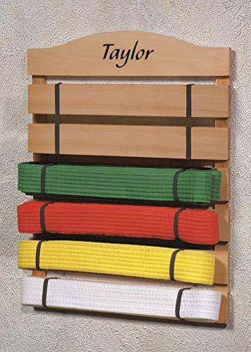 Fox Valley Traders Personalized Karate Belt Rack – Martial Arts Belt Display Wooden Holder
