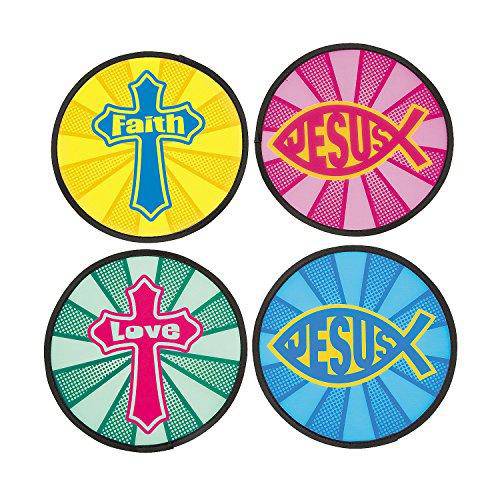 Fun Express - Faith Nylon Disks - Toys - Active Play - Flying Discs & Kites - 12 Pieces