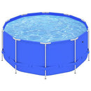 Furniking Swimming Pool with Steel Frame 144.5"x48" Blue