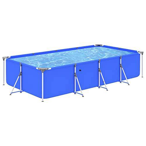 Furniking Swimming Pool with Steel Frame 155.1"x81.5"x31.5" Blue