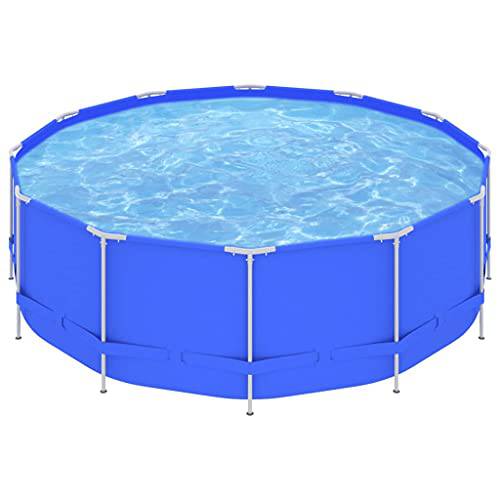Furniking Swimming Pool with Steel Frame 179.9"x48" Blue