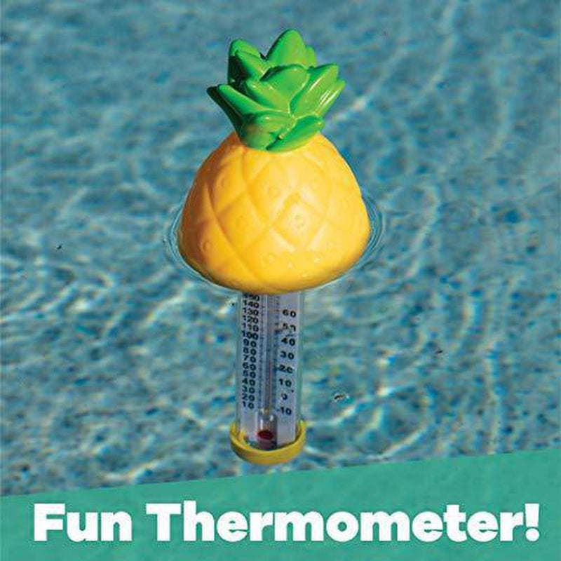 GAME 13027-BB Pineapple Spa and Pool Thermometer Shatter-Resistant Casing Tether Included, Fahrenheit and Celsius, 9-in Height x 3-1/2-in Diameter, Old Version