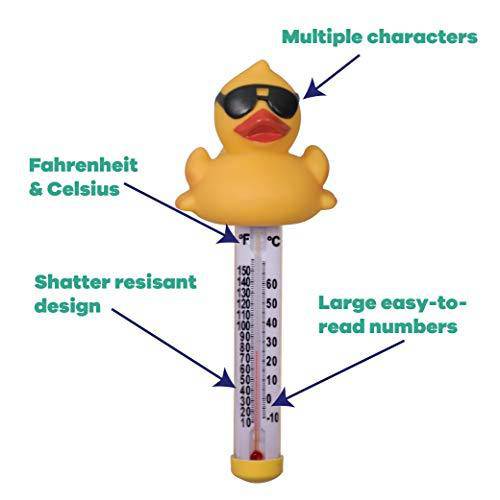 GAME 7000 Derby Duck Spa and Pool Thermometer, Shatter-Resistant Casing Tether Included, Fahrenheit and Celsius, 9-in Height x 3-1/2-in Diameter, Old Version