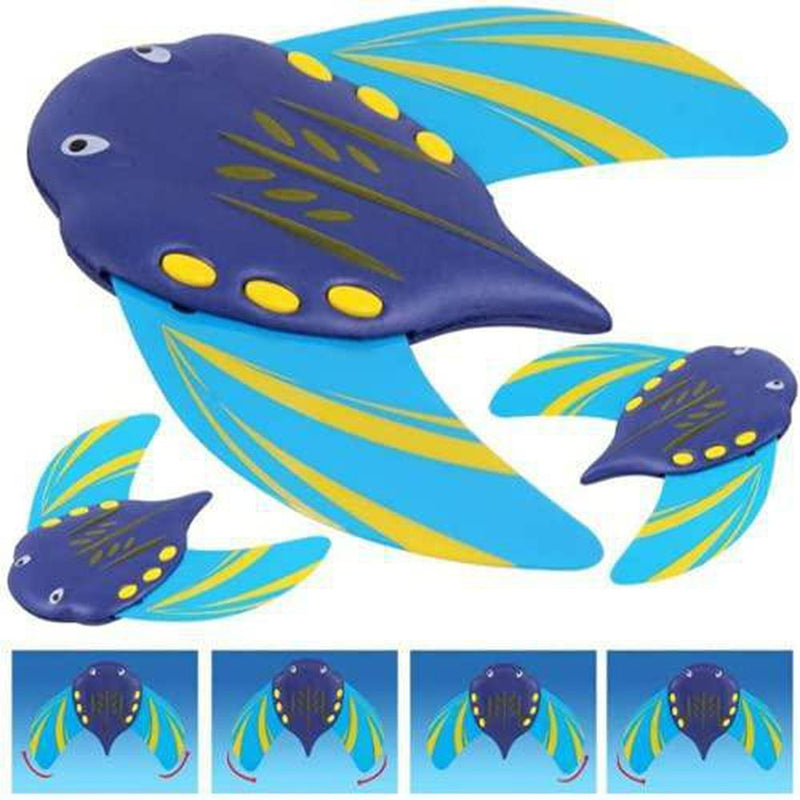 Geduochn Water Power Underwater Glider Toys,Swimming Pool Toy Self-Propelled Devil Fish Adjustable Fins Summer Pool Beach Swimming Training Diving Play Toy for Kids with Color Box (B)