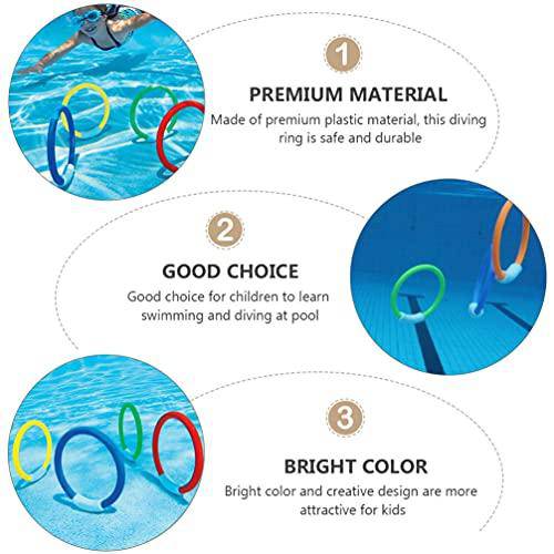 generic Dive Rings Swimming Pool Toy Rings Plastic Diving Ring Colorful Sinking Pool Rings Underwater Fun Toy for Kids Dive Training Dive Retrieve 4pcs