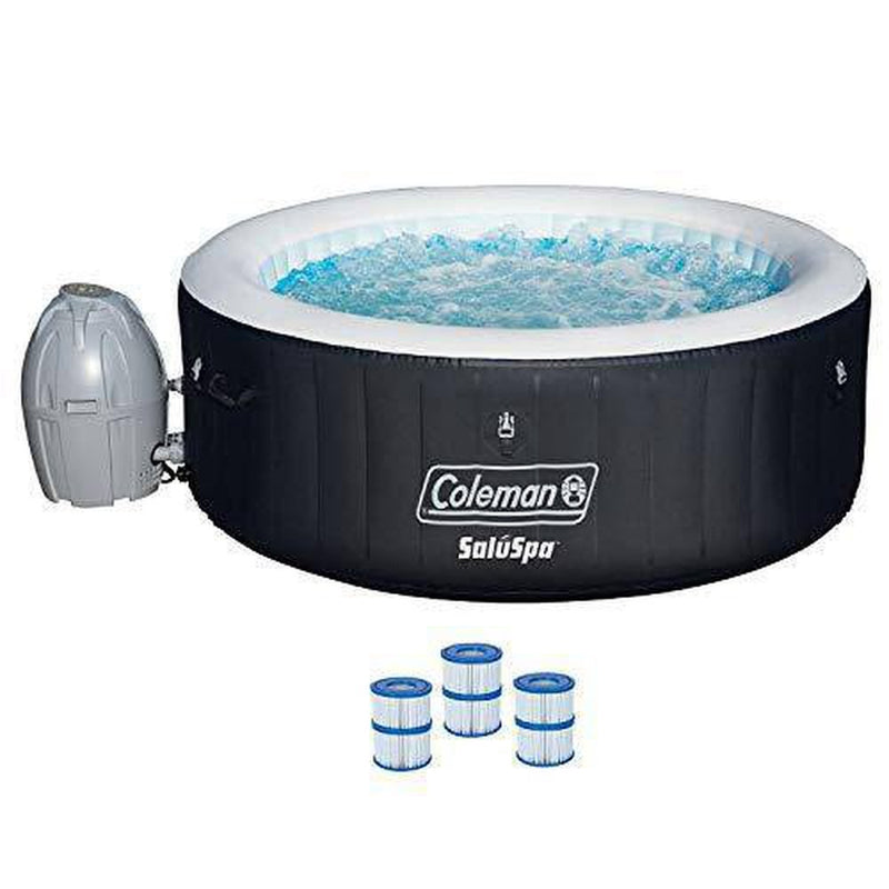 gogad Coleman SaluSpa 71" x 26" Inflatable Spa 4-Person Hot Tub w/ 3 Filter Cartridges