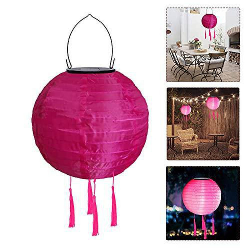Goodpig Chinese Japanese Multiple Colour Nylon Solar Lanterns Outdoor Weatherproof Solar Powered LED Light Hanging Lanterns for Garden Patio Yard Wedding Birthday Party and Event