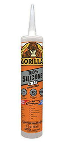 Gorilla Clear 100 Percent Silicone Sealant Caulk, Waterproof and Mold & Mildew Resistant, 10 Ounce Cartridge, Clear, (Pack of 1)
