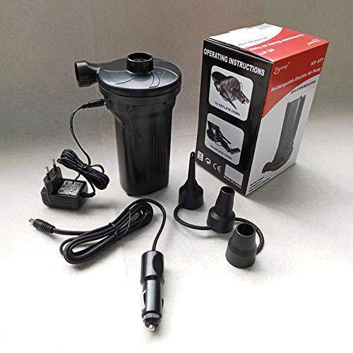 HAGUOHE Electric Air Pump, Portable Quick-Fill Air Pump with 3 Nozzles, Built-in Large Capacity Battery, 220V,12V DC, for Outdoor Camping