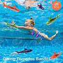 HENMI 22 Pack Diving Toy for Pool Use Underwater Swimming/Diving Pool Toy Rings, Toypedo Bandits,Stringy Octopus and Diving Fish with Under Water Treasures Gift Set Bundle,Ages 3 Years and Up