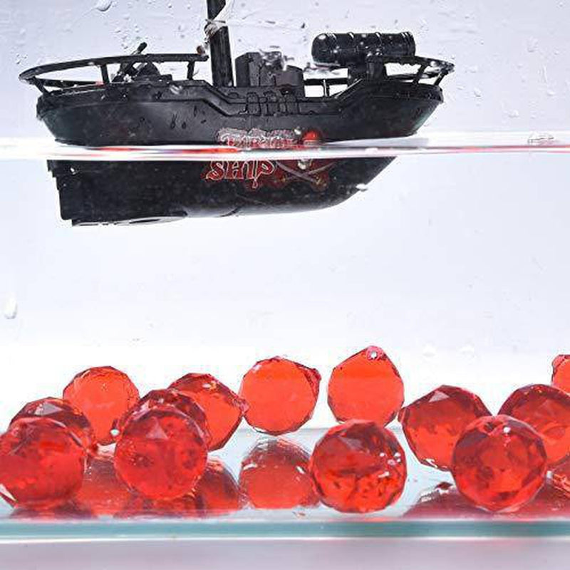 Hercugifts Diving Gem Pool Toy 8 Big Red Diamond Set with Big Treasure Box and Golden Mesh Bag Summer Swimming Gem Pirate Diving Toys Set Dive Throw Toy Set Underwater Swimming Toys