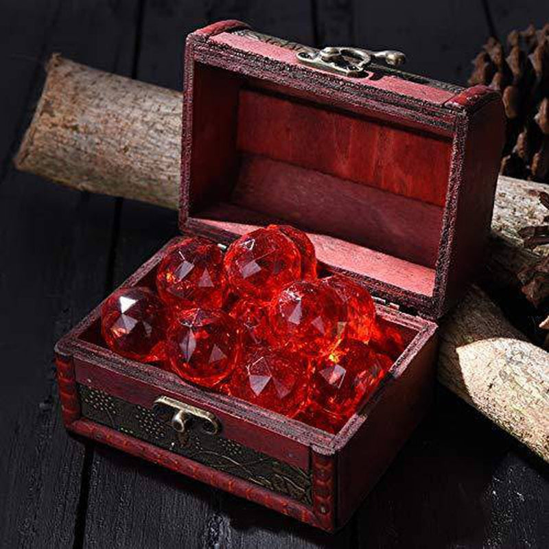 Hercugifts Diving Gem Pool Toy 8 Big Red Diamond Set with Big Treasure Box and Golden Mesh Bag Summer Swimming Gem Pirate Diving Toys Set Dive Throw Toy Set Underwater Swimming Toys